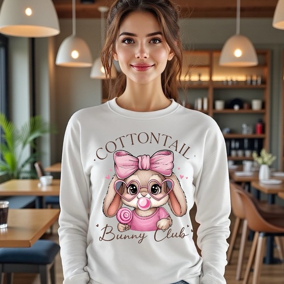 Easter Bunny t-shirt long sleeve S M L XL Funny and cute bunny club egg hunt new - Picture 5 of 10